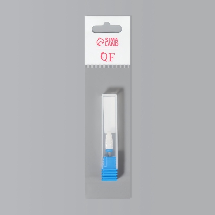 Фреза керамическая для маникюра &laquo;Кукуруза&raquo;, средняя нарезка, 6 &times; 15 мм, в пластиковом футляре, цвет белый