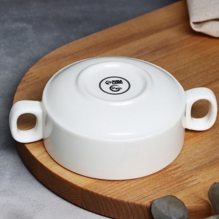 Супница с ручками керамическая &laquo;Овощи&raquo;, 10.5 х 5 см, 220 мл, цвет белый