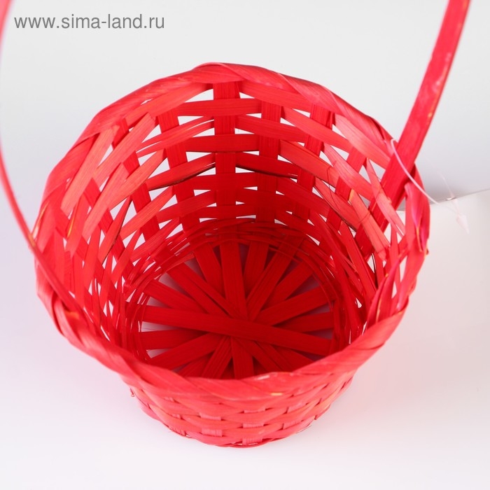 Корзина плетеная, бамбук, D13xH9.5/28 см, красный Корзина плетеная, бамбук, D13xH9.5/28 см, красный