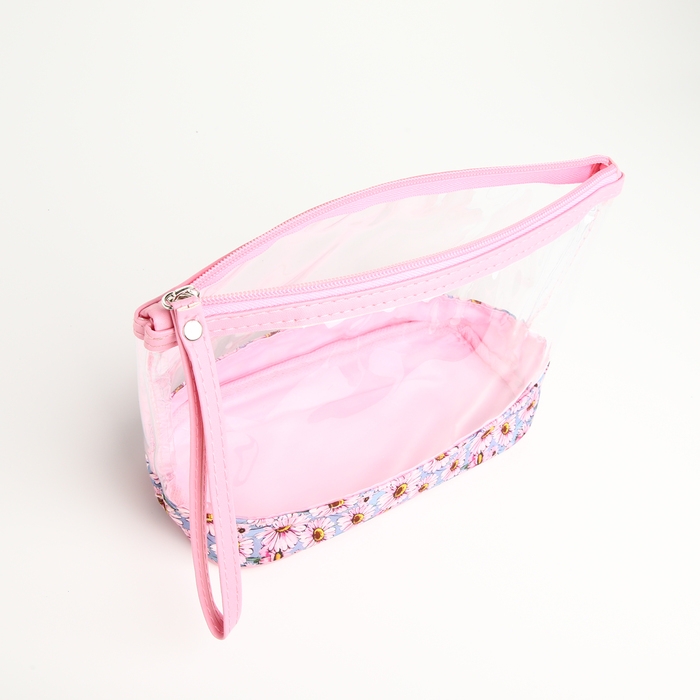 Набор косметичек 2 в 1 на молнии, цвет розовый Набор косметичек 2 в 1 на молнии, цвет розовый