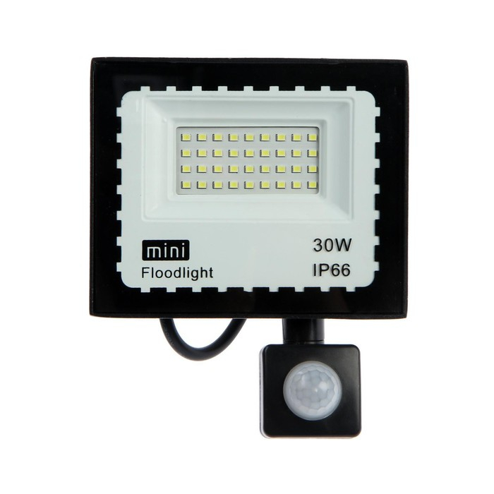 Прожектор светодиодный, 30 Вт, 2700 Лм, 6500К, Датчик движения, IP66 Прожектор светодиодный, 30 Вт, 2700 Лм, 6500К, Датчик движения, IP66