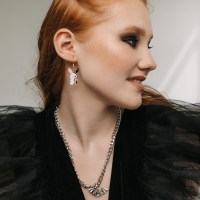 Серьги &laquo;Зайчики&raquo; скелеты, рентген, цветные в золоте