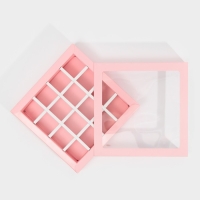 Коробка для конфет, кондитерская упаковка, 16 ячеек, &laquo;Розовая&raquo; 17.7 х 17.7 х 3.8 см