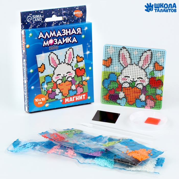 Алмазная мозаика-магнит для детей &laquo;Зайка&raquo;