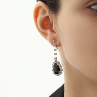 Набор 2 предмета: серьги, колье «Элит» капли треугольник, цвет чёрно-белый в серебре Набор 2 предмета: серьги, колье «Элит» капли треугольник, цвет чёрно-белый в серебре