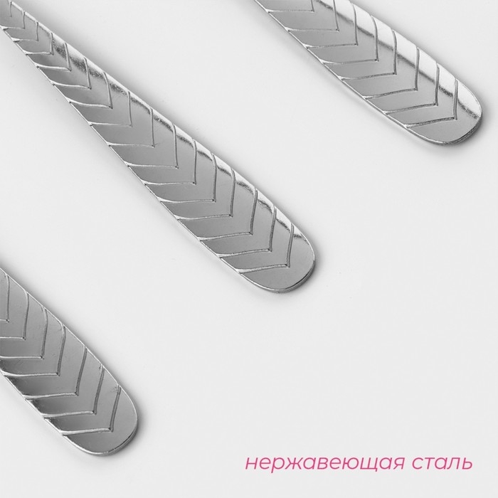 Набор столовых ложек из нержавеющей стали Доляна &laquo;Колосок&raquo;, длина 20,5 см, толщина 2 мм, 6 шт, цвет серебряный