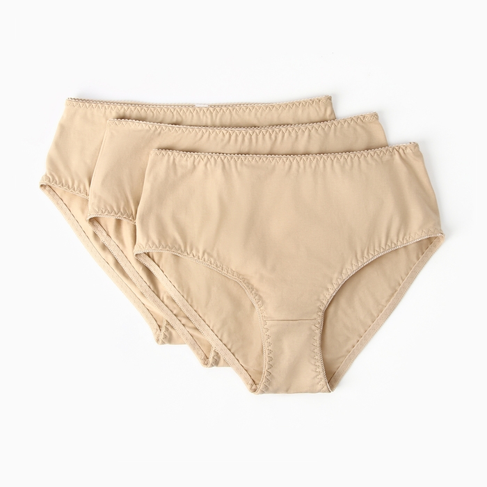 Набор женских трусов слипы (3шт), цвет обжаренный миндаль, размер 52 (XXL)