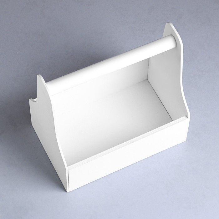 Кашпо деревянное 20&times;12.5&times;20 см Стелла Моно, с ручкой, белый Дарим Красиво