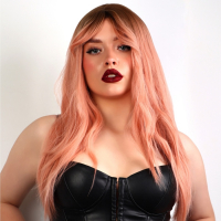 Парик искусственный, с чёлкой, имитация кожи, 60 см, цвет русый/пепельно-розовый