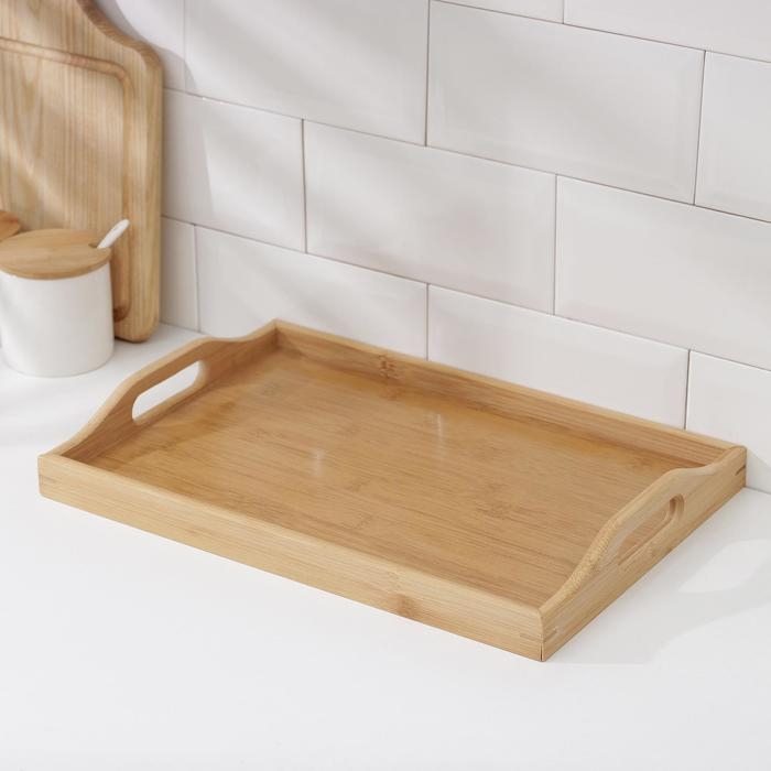 Поднос с ручками Доляна Striata, 37,5×26×5 см, бамбук Поднос с ручками Доляна Striata, 37,5×26×5 см, бамбук