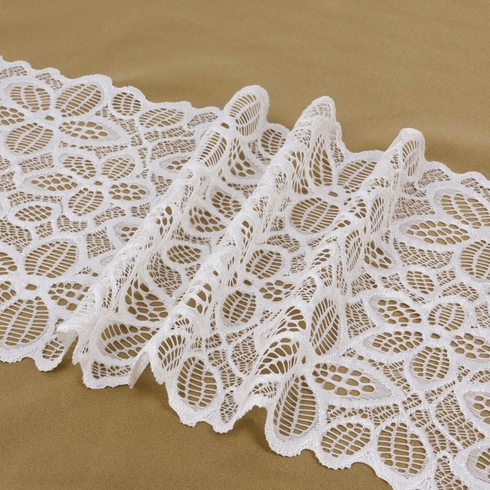 Кружевная эластичная ткань, 170 мм &times; 23 &plusmn; 1 м, цвет белый