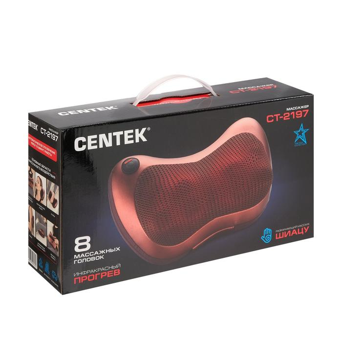 Массажная подушка Centek CT-2197, электрический, 25 Вт, ИК-подогрев, 3D массаж, бронзовый Массажная подушка Centek CT-2197, электрический, 25 Вт, ИК-подогрев, 3D массаж, бронзовый