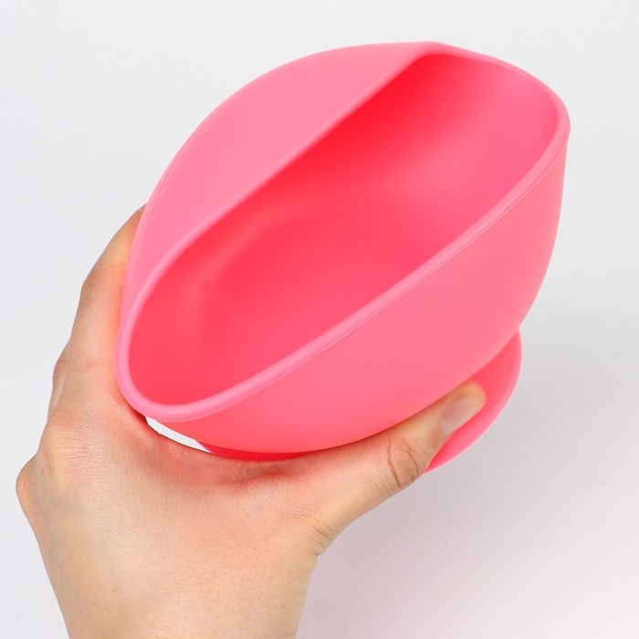 Тарелка детская на присоске, ложка, Крошка Я, цвет розовый