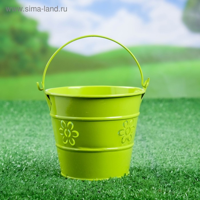 Кашпо "Ведерко Леви" зеленое, 10х10х10см