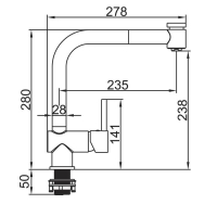 Смеситель для кухни Accoona A5179-3, однорычажный, с выходом для питьевой воды, хром