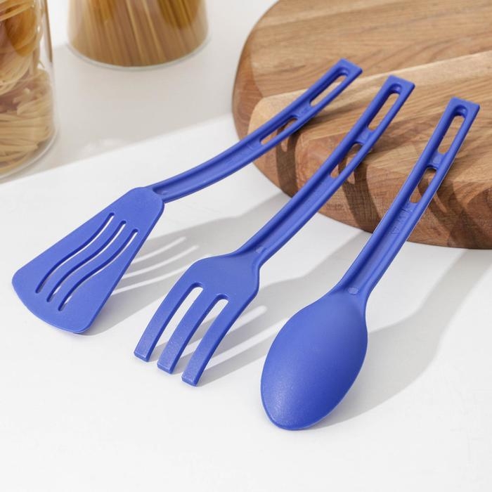 Набор кухонных принадлежностей Доляна &laquo;Глори&raquo;, 3 шт, цвет синий