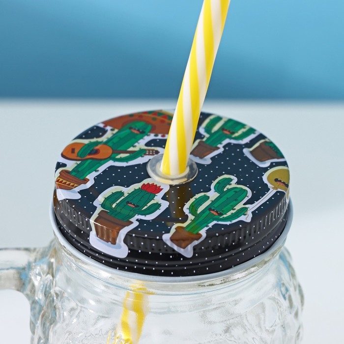 Кружка стеклянная с крышкой и трубочкой &laquo;Сова&raquo;, 470 мл, 10&times;11,5&times;12,5 см, цвет МИКС