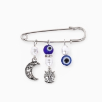 Булавка оберег &laquo;На счастье и удачу&raquo;, 5см, цвет синий в серебре