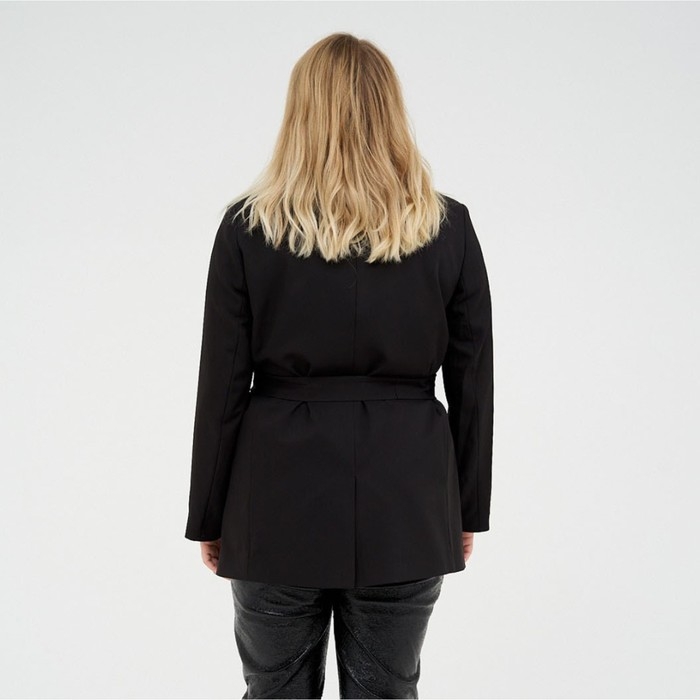 Пиджак женский с поясом MIST plus-size, размер 58, цвет чёрный Пиджак женский с поясом MIST plus-size, размер 58, цвет чёрный