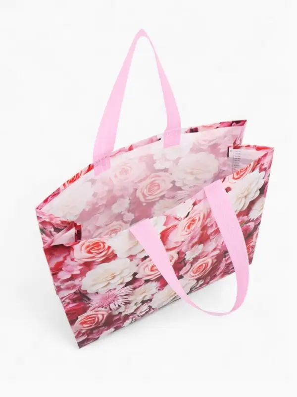 Сумка для покупок Цветы, 32*10*26. отд без молнии,  розовый