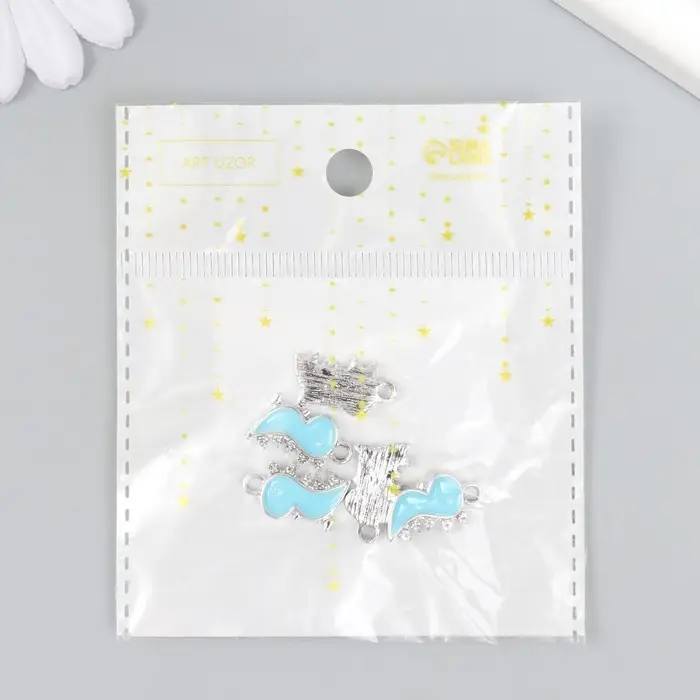 Декор для творчества металл, стразы "Динозаврик" серебро 0,2х1,1х1,8 см