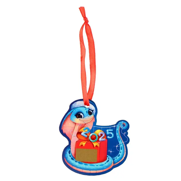 Ёлочная игрушка - подвеска деревянная &laquo;Новый год! Змея&raquo; со скретч-слоем