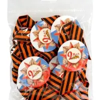 Значок закатной с георгиевской лентой &laquo;9 мая&raquo;