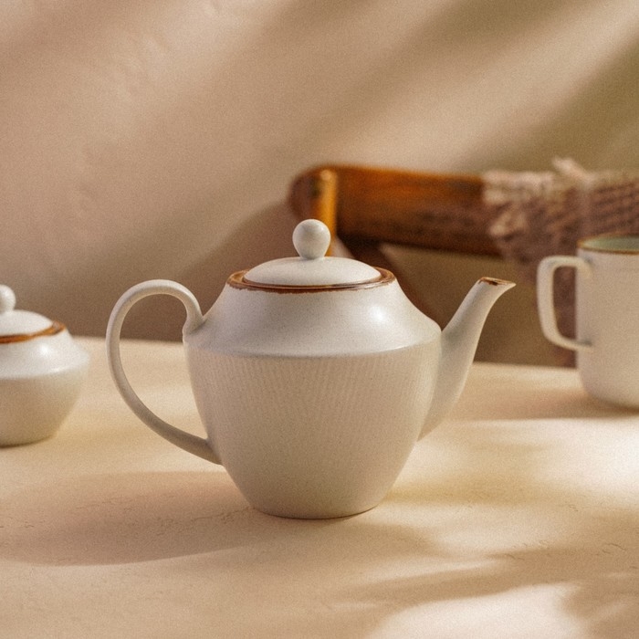 Чайник заварочный фарфоровый SL Home &laquo;Волна в камне&raquo;, 1 л, 22&times;13&times;15,5 см, цвет белый