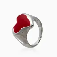 Кольцо "Сердце" корейский стиль, размер 17, цвет бордовый в серебре
