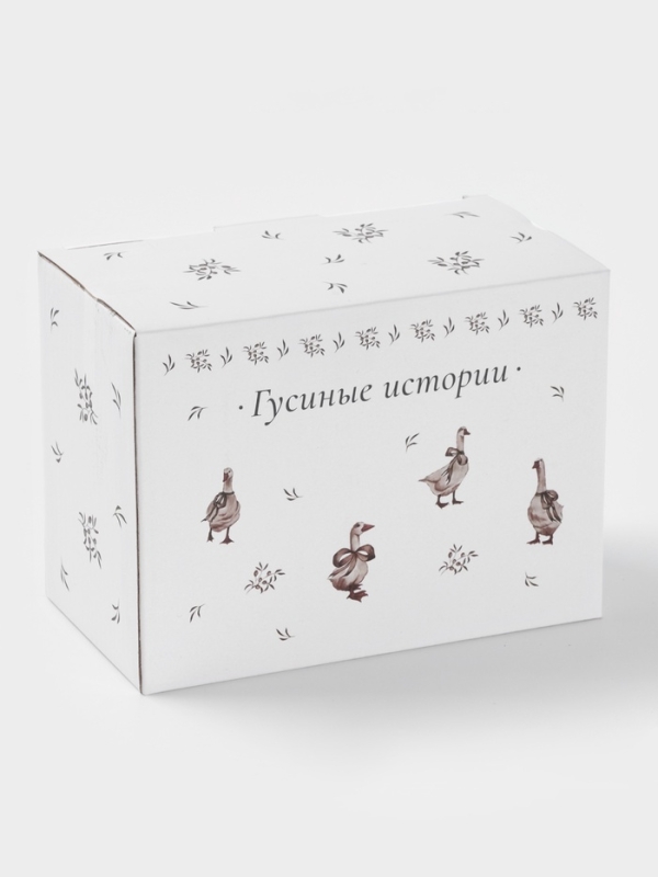 Масленка Доляна "Гуси" цвет белый  17х12х8,5 см