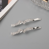 Невидимка для волос &laquo;Беат&raquo; (набор 2 шт) волна уголок, 6 см, серебро