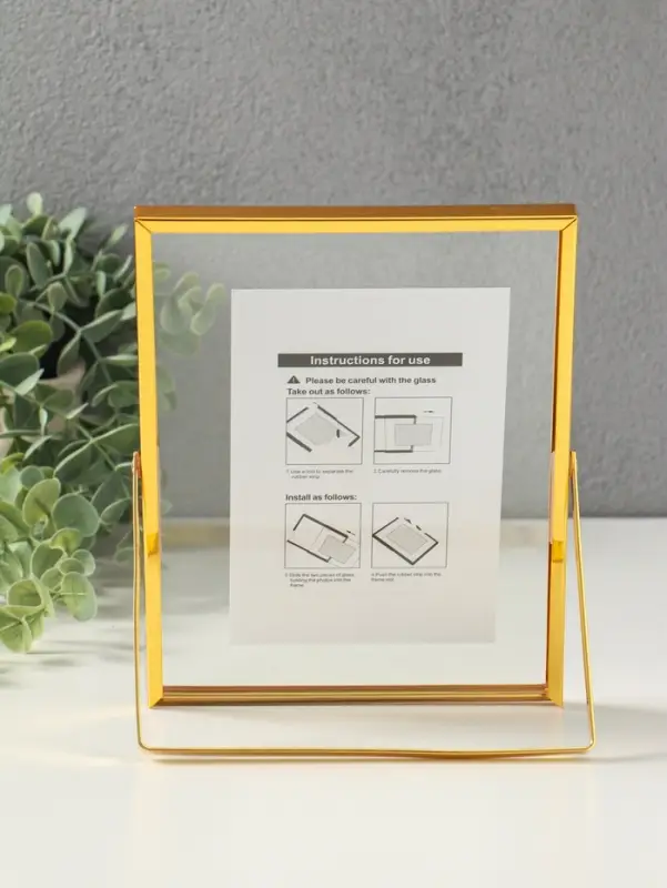 Фоторамка металл на 1 фото 15х20 см "Лофт" золото гальваника 1,2х16,5х21,8 см