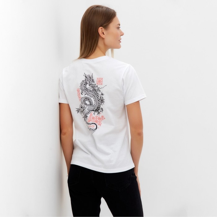 Футболка женская, цвет белый/дракон, размер 44 Футболка женская, цвет белый/дракон, размер 44