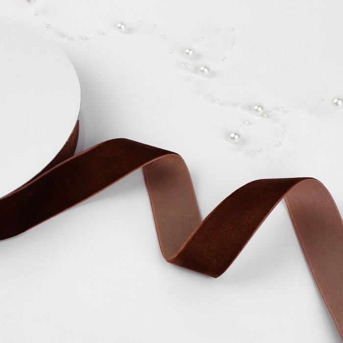 Лента бархатная, 25 мм, 18±1 м, коричневая №119 Лента бархатная, 25 мм, 18±1 м, коричневая №119