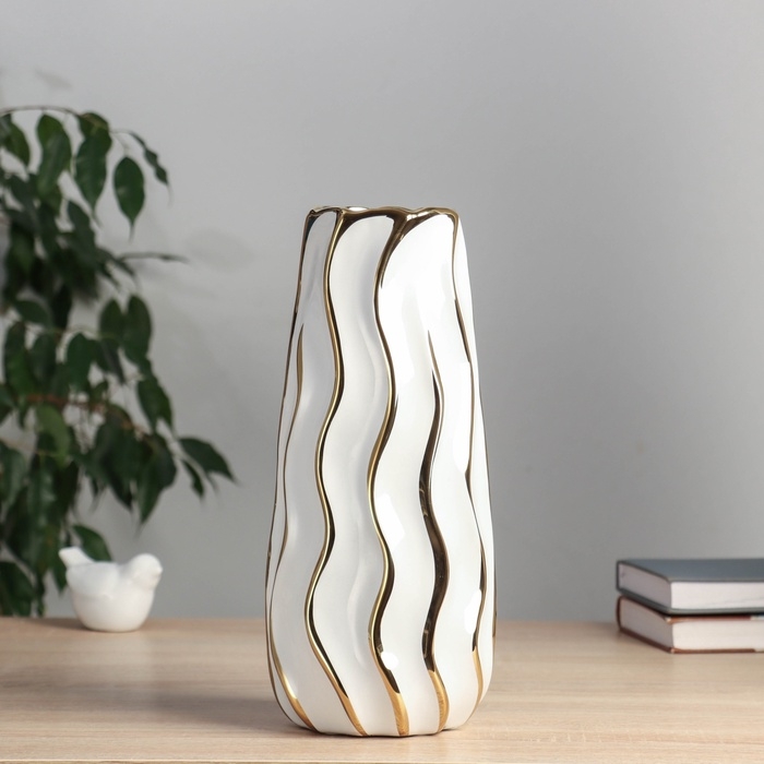 Керамическая ваза декоративная настольная &laquo;Грант элит&raquo;, для цветов, сухоцветов, d-7.5 см, 29&times;12 см, белый