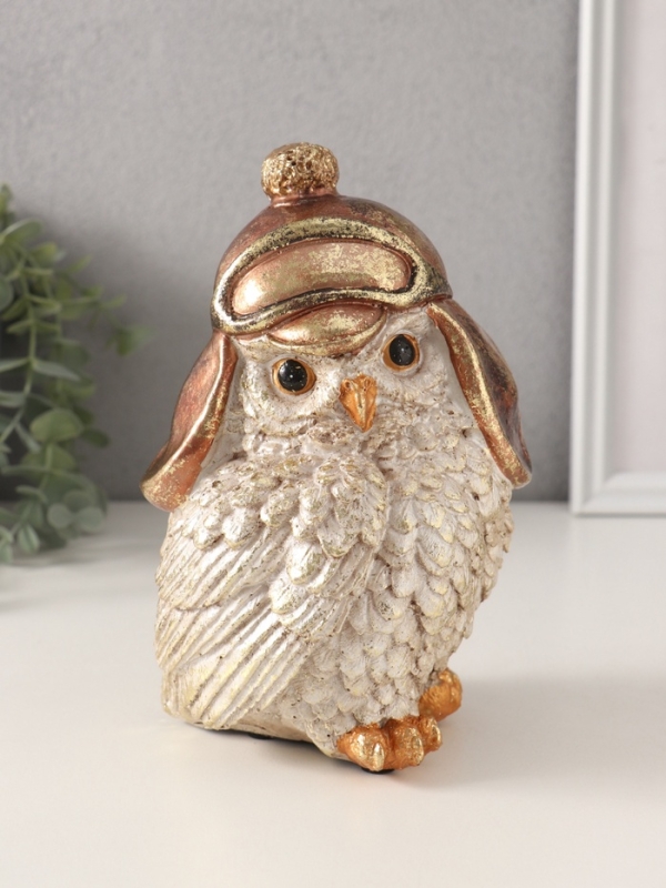 Сувенир полистоун "Сова в шапке-ушанке" 10,5х12х18 см