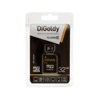 Карта памяти Digoldy MicroSD, 32 Гб, SDHC, UHS-1, класс 10, 45 Мб/с, с адаптером SD