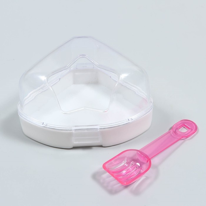 Ванночка для грызунов угловая с лопаткой, 14 х 10,4 см, белая Ванночка для грызунов угловая с лопаткой, 14 х 10,4 см, белая