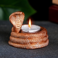 Новый год. Символ 2025. Подсвечник новогодний "Змея кобра" бронза, 8х6см Новый год. Символ 2025. Подсвечник новогодний "Змея кобра" бронза, 8х6см