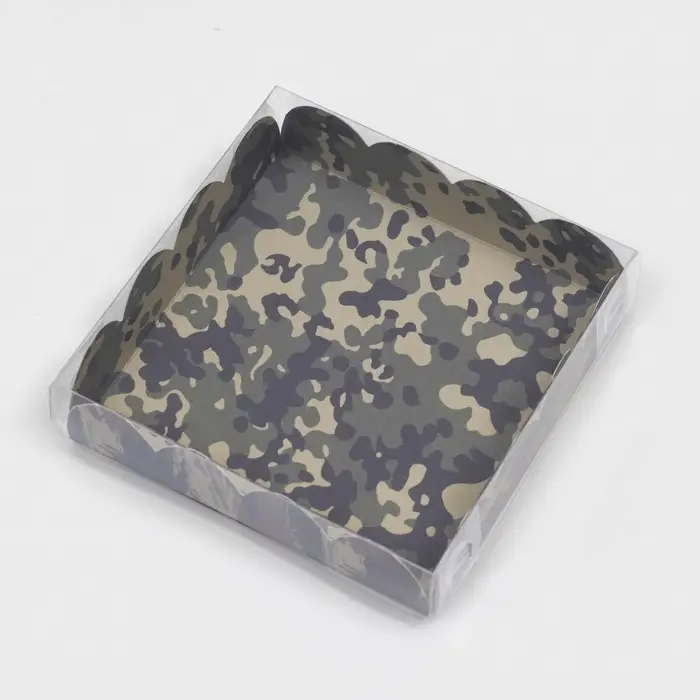 Коробка для печенья, &laquo;Зеленый камуфляж&raquo;, 12&times;12&times;3 см