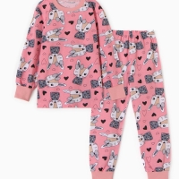 Пижама для девочки "Зайки", цвет розовый, рост 98 Пижама для девочки "Зайки", цвет розовый, рост 98