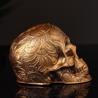 Фигура "Череп с орнаментом" 6х5х5 см, бронза