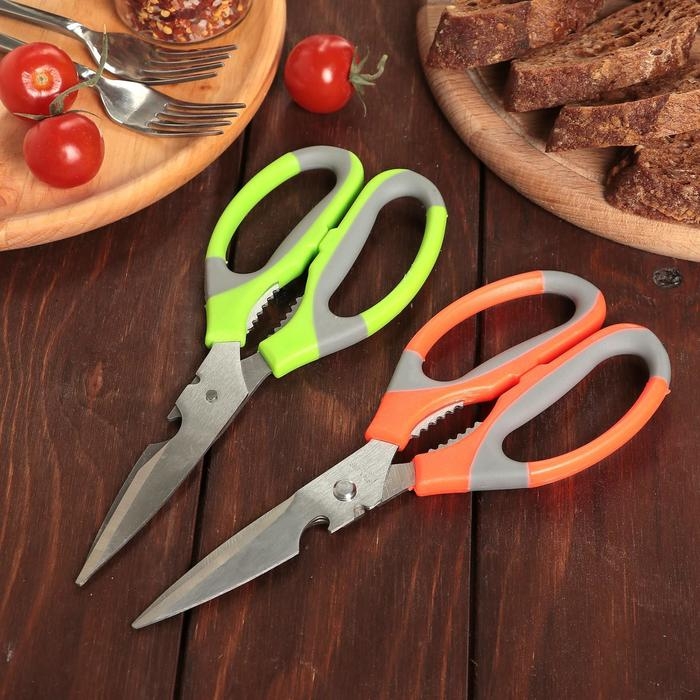 Ножницы кухонные Доляна &laquo;Драйв&raquo;, 22 см, с открывалкой для бутылки, цвет МИКС