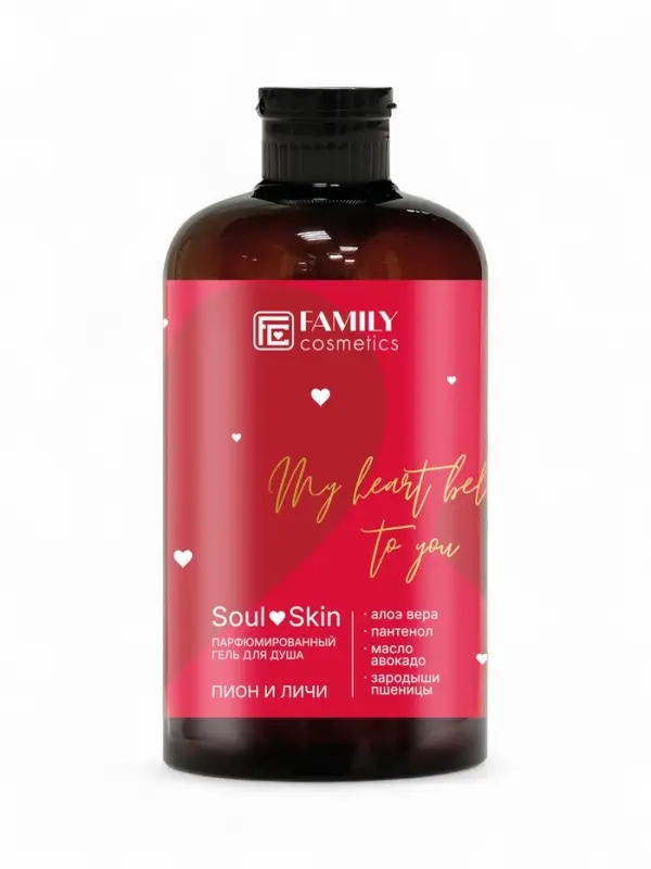 Гель для душа парфюмированный Soul&Skin пион и личи, 470 мл