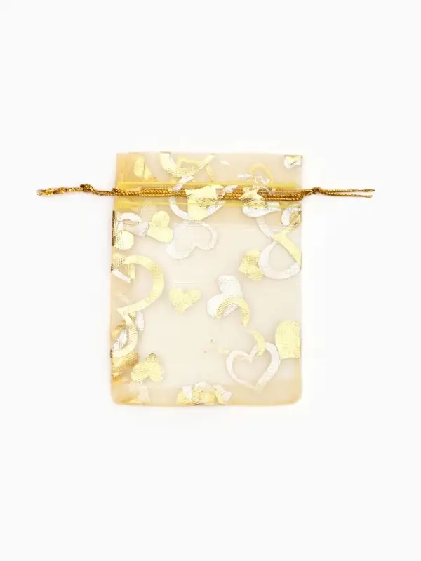 Набор мешочков подарочных 100шт.  "Сердечки", 7*9 см, цвет золотой (1195304)