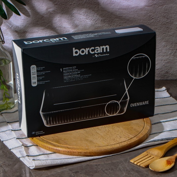 Форма прямоугольная для запекания и выпечки из жаропрочного стекла Borcam, 3 л, 30,6&times;20,9 см