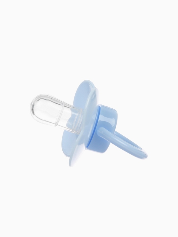 Пустышка классическая, с держателем, +0мес., цвет голубой