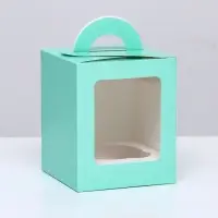 Коробка для 1 капкейка, зеледляя, 9.2&times;9.2&times;11.1 см