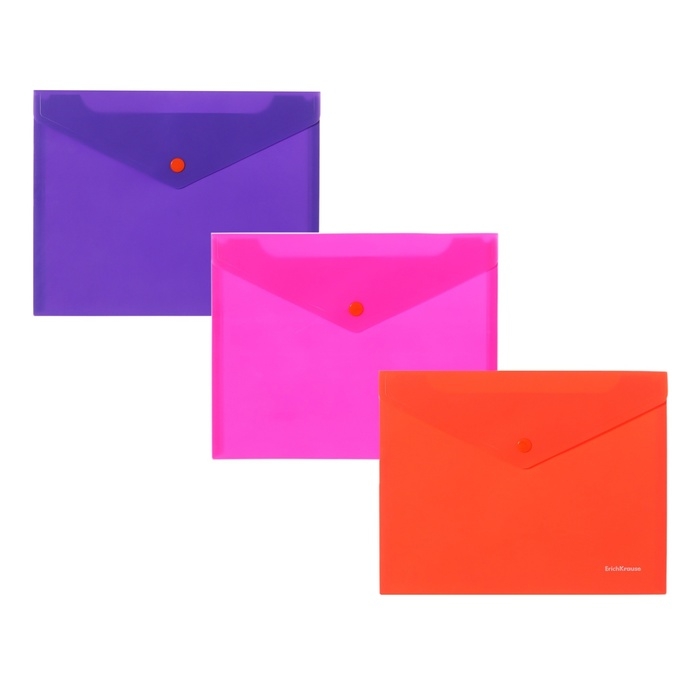 Папка-конверт на кнопке А5+, 180 мкм, ErichKrause "Soft Caribbean Sunset", тиснение "Soft Touch", непрозрачная, микс