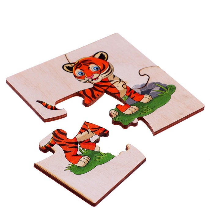 Фигурные пазлы из дерева &laquo;Дикие животные&raquo; 10 пазлов в наборе